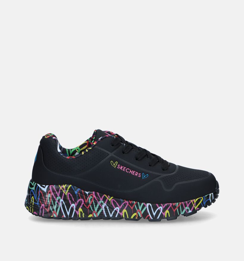 Skechers Uno Lite Lovely Luv Baskets en Noir pour filles (345247)