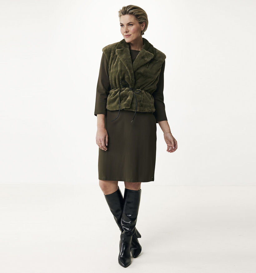 Mexx Veste courte sans manches en fausse fourrure en Vert pour femmes (348271)