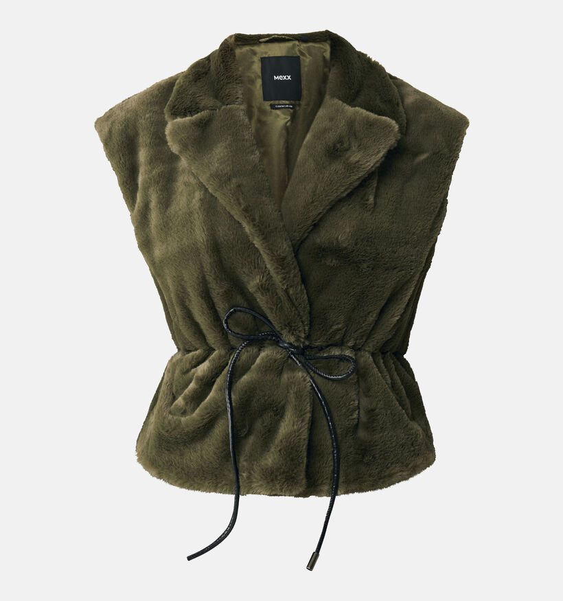 Mexx Veste courte sans manches en fausse fourrure en Vert pour femmes (348271)