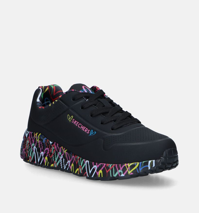 Skechers Uno Lite Lovely Luv Baskets en Noir pour filles (345247)