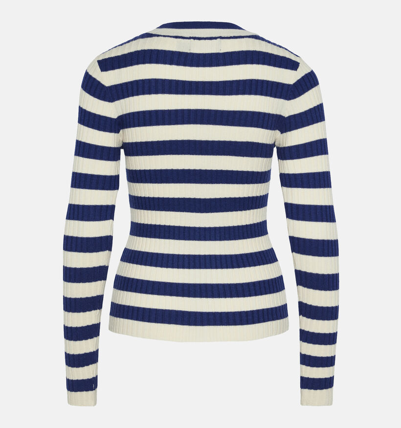 Pieces Crista Blauwe Gestreepte longsleeve voor dames (344984)