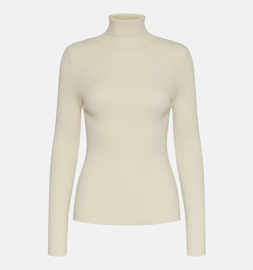 Pieces Mira Beige Longsleeve met rolkraag voor dames (344985)