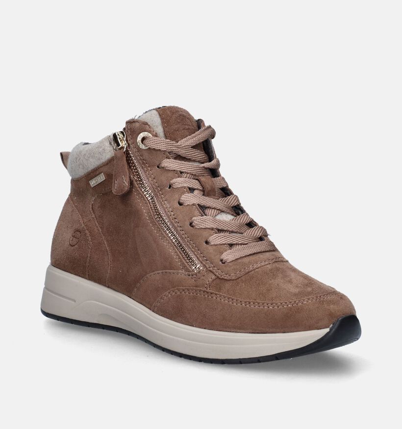 Tamaris Comfort Taupe Hoge sneakers voor dames (346396) - geschikt voor steunzolen