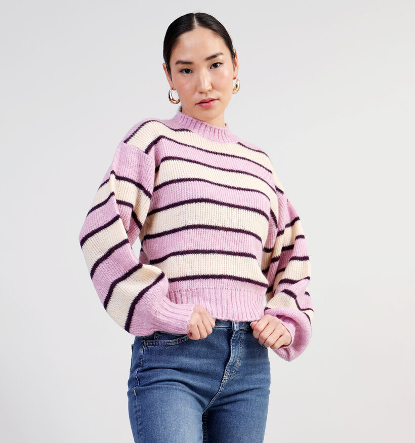 JDY Yelva Pull rayé en Rose pour femmes (335391)