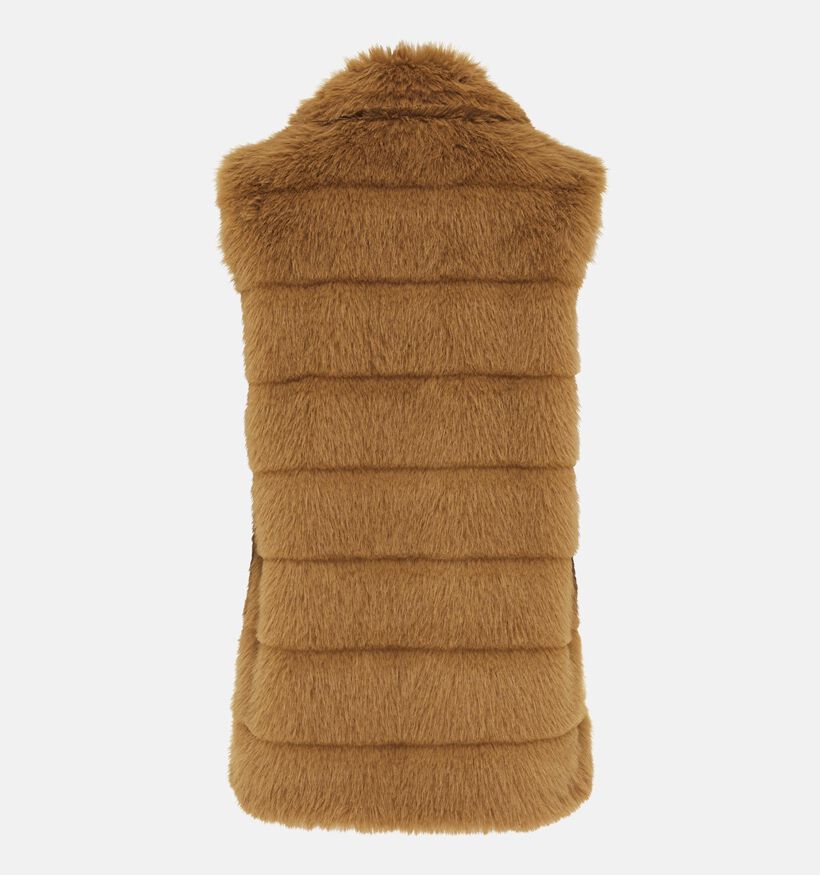 Mexx Bruine Korte faux fur bodywarmer voor dames (348259)