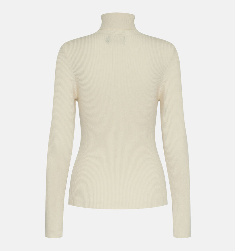 Pieces Mira Beige Longsleeve met rolkraag voor dames (344985)