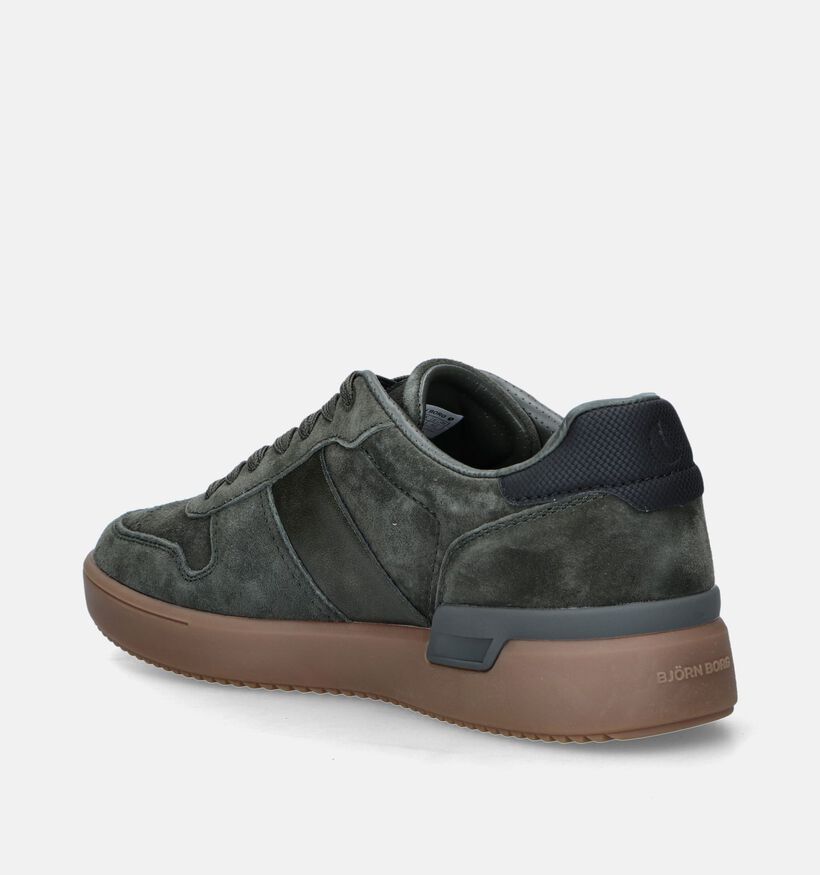 Björn Borg Tennis Low Olijfgroene Veterschoenen voor heren (345608) - geschikt voor steunzolen