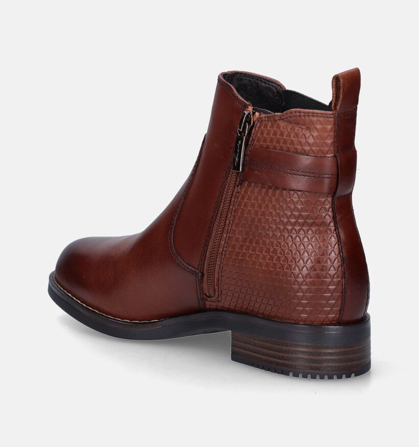 Tamaris Comfort Cognac Platte enkellaarzen voor dames (344511) - geschikt voor steunzolen