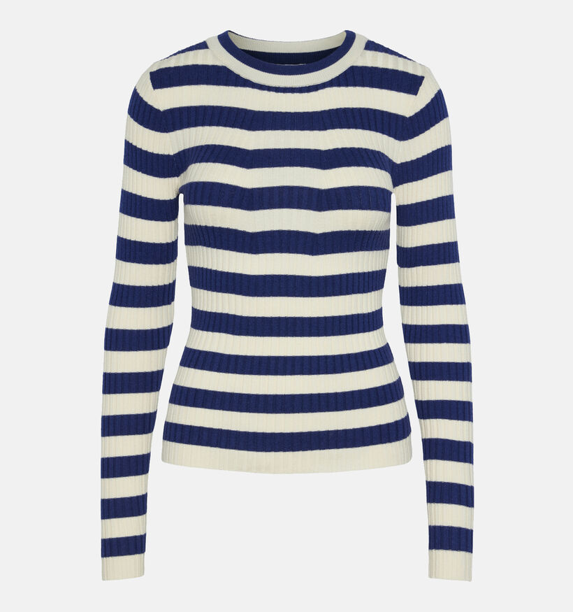 Pieces Crista Blauwe Gestreepte longsleeve voor dames (344984)