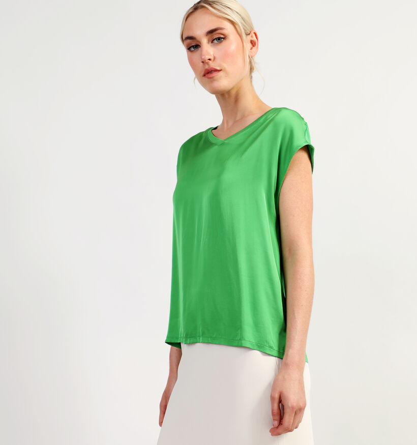 comma Groen Satijnen t-shirt voor dames (345678)