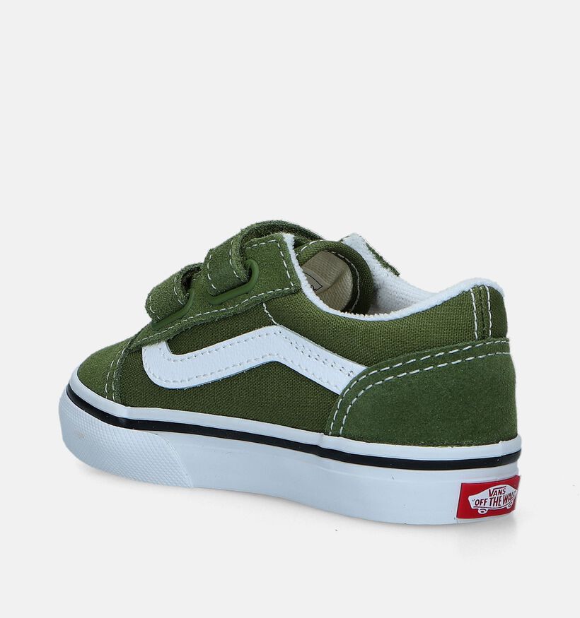 Vans Old Skool V Baskets en Vert pour filles, garçons (343847)