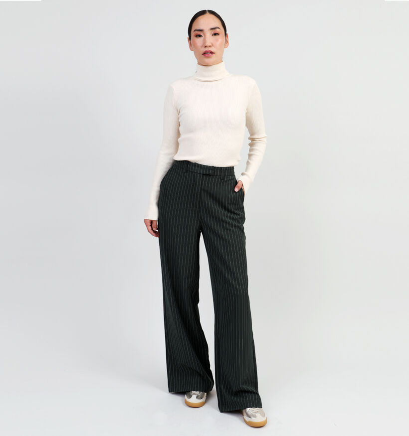 Vila Winnie Pantalon rayé en Vert pour femmes (346109)