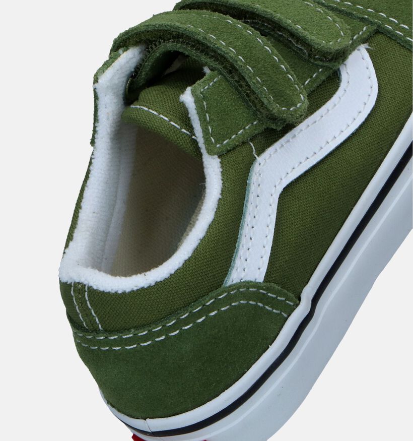 Vans Old Skool V Baskets en Vert pour filles, garçons (343847)