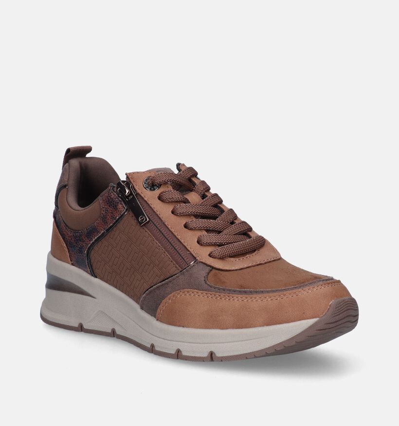 Tamaris Cognac Sneakers met sleehak voor dames (344647) - geschikt voor steunzolen