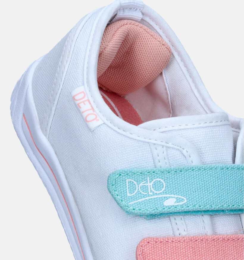 Deto Pantoufles de gymnatique à Velcro en Blanc pour filles (310449) - pour semelles orthopédiques