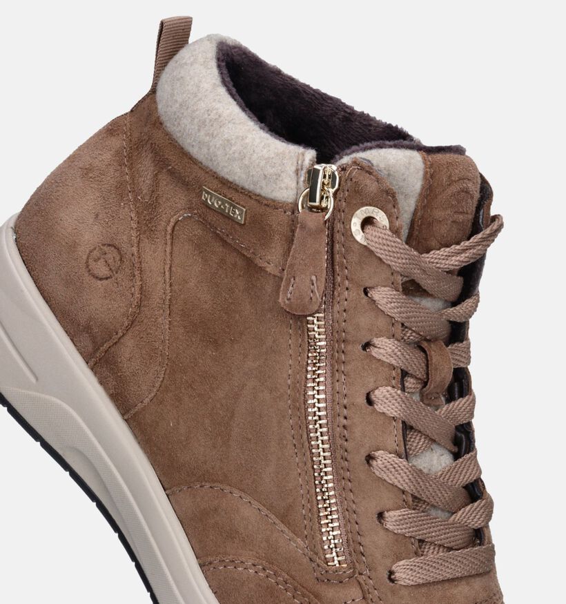 Tamaris Comfort Taupe Hoge sneakers voor dames (346396) - geschikt voor steunzolen