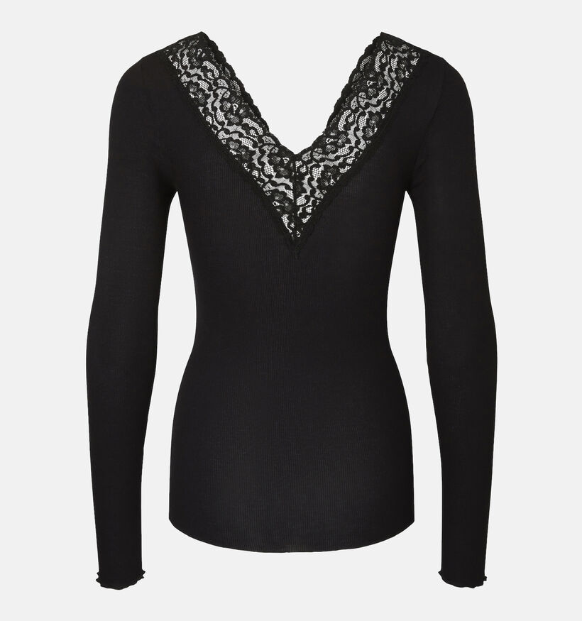 Pieces Siri Zwarte Longsleeve met V-hals voor dames (344995)