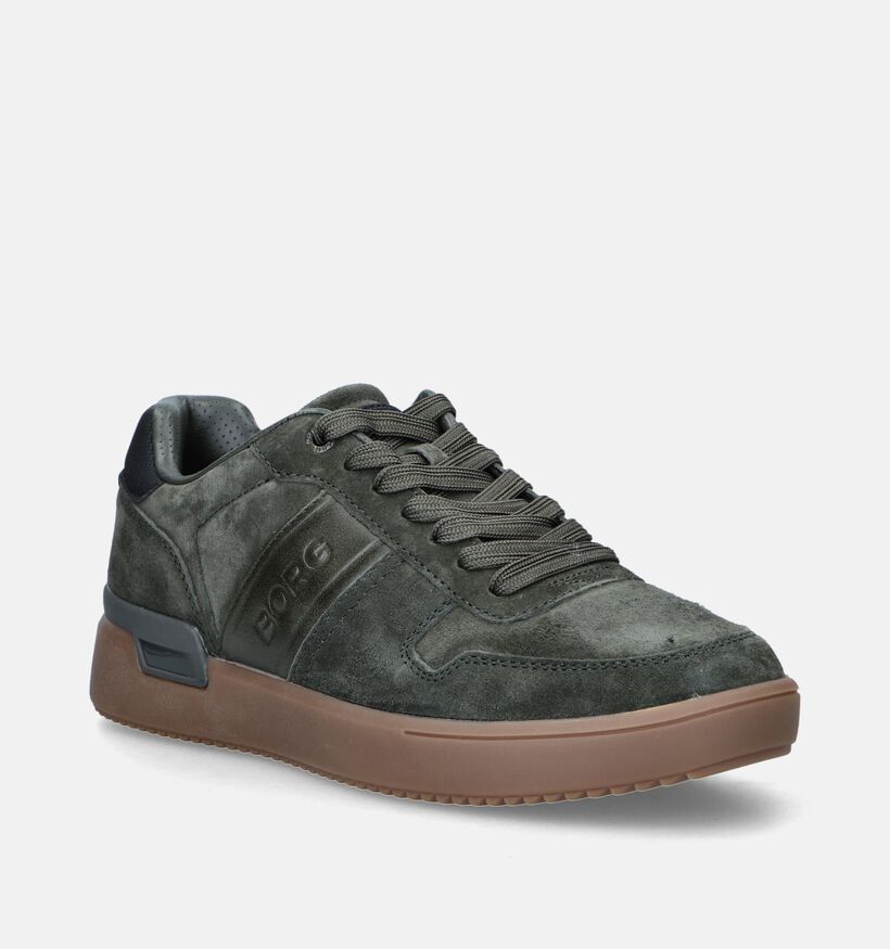 Björn Borg Tennis Low Olijfgroene Veterschoenen voor heren (345608) - geschikt voor steunzolen