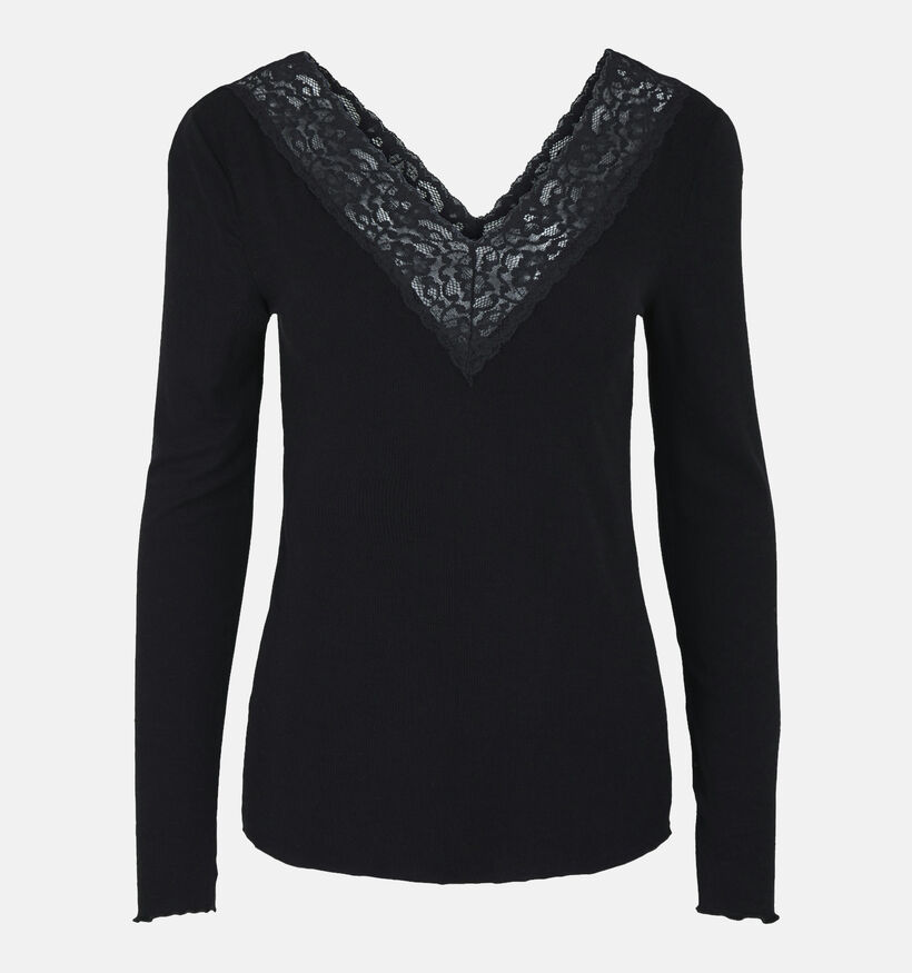 Pieces Siri Zwarte Longsleeve met V-hals voor dames (344995)