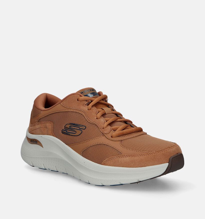 Skechers Arch Fit 2.0 The Keep Baskets en Cognac pour hommes (343955) - pour semelles orthopédiques