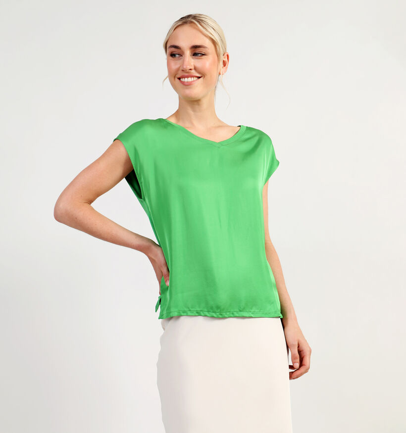 comma Groen Satijnen t-shirt voor dames (345678)