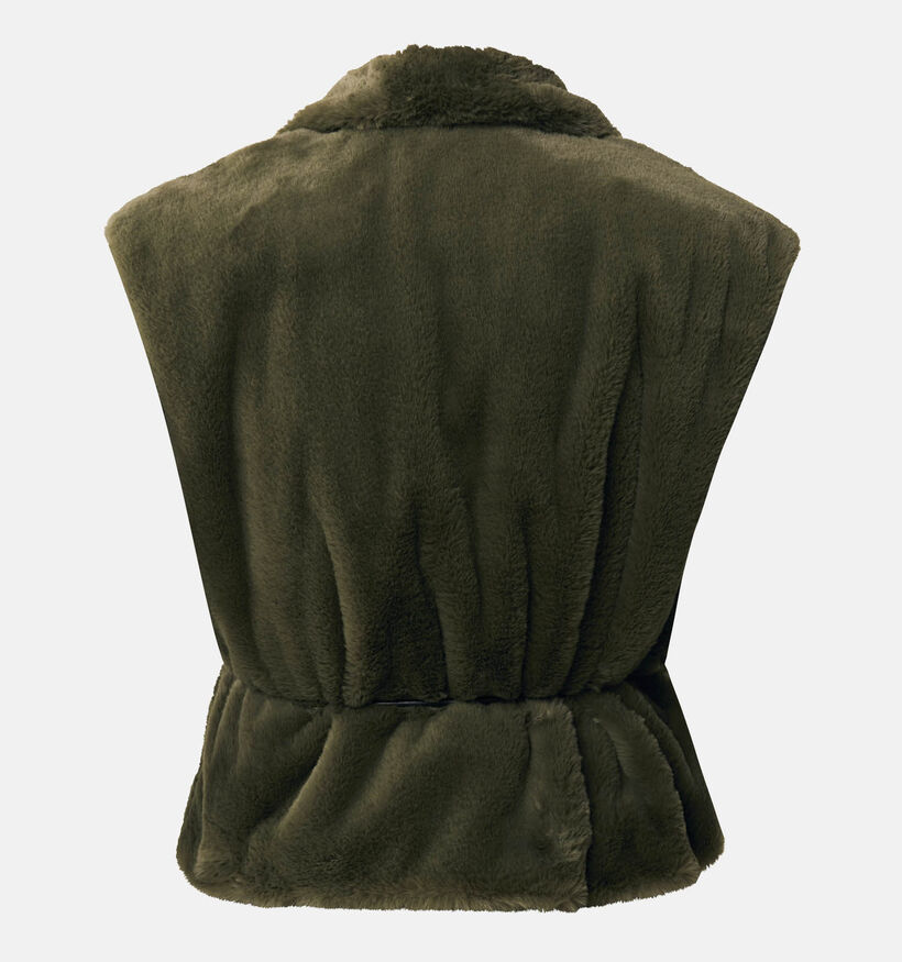 Mexx Veste courte sans manches en fausse fourrure en Vert pour femmes (348271)