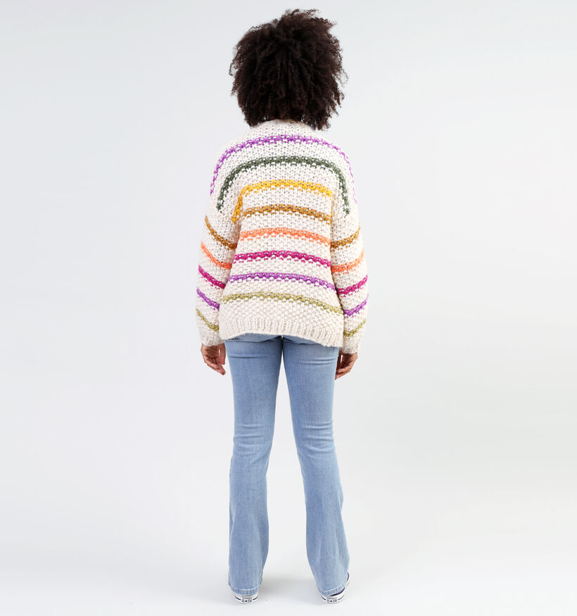 Rue Mazarine Hippie Witte Gestreepte cardigan voor dames (349274)