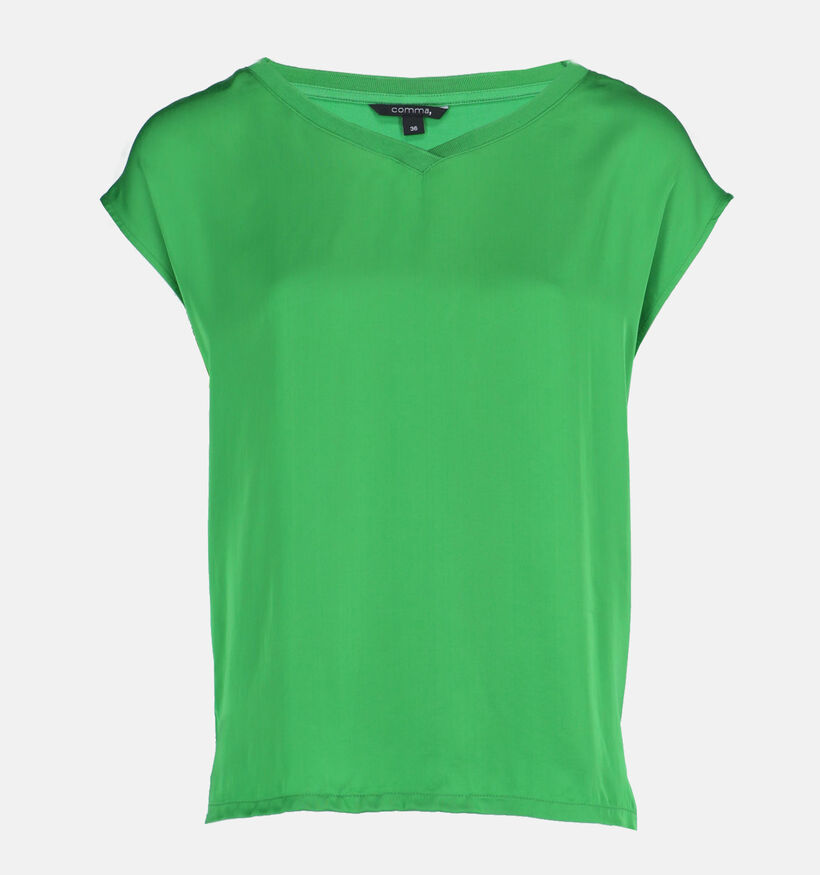 comma Groen Satijnen t-shirt voor dames (345678)