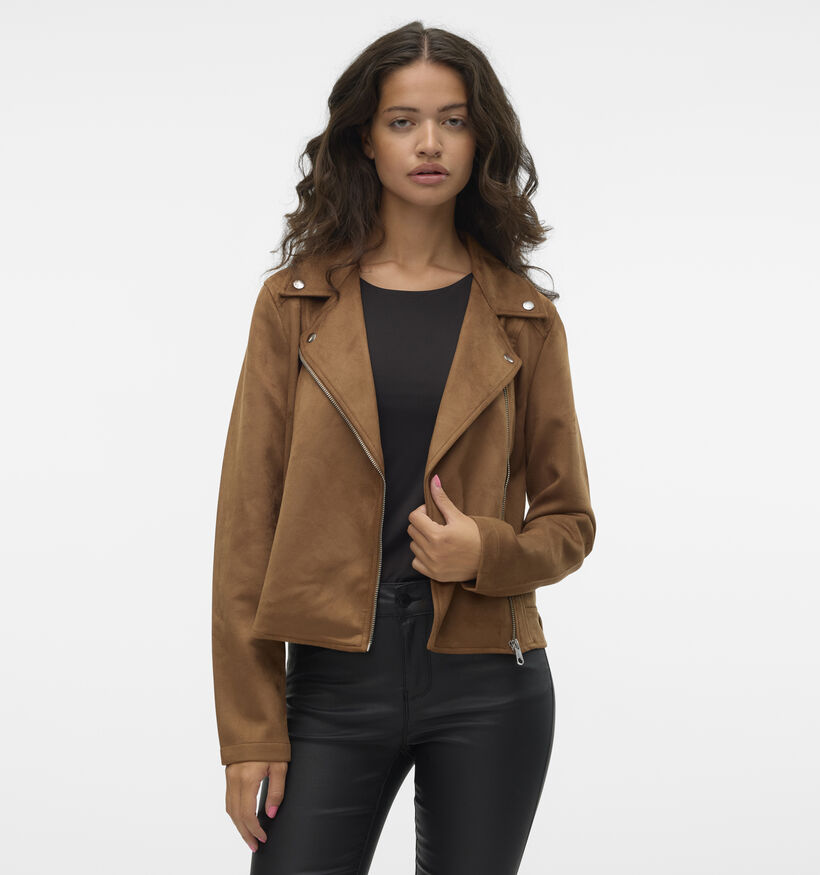 Vero Moda Jose Veste de motard en Cognac pour femmes (344056)