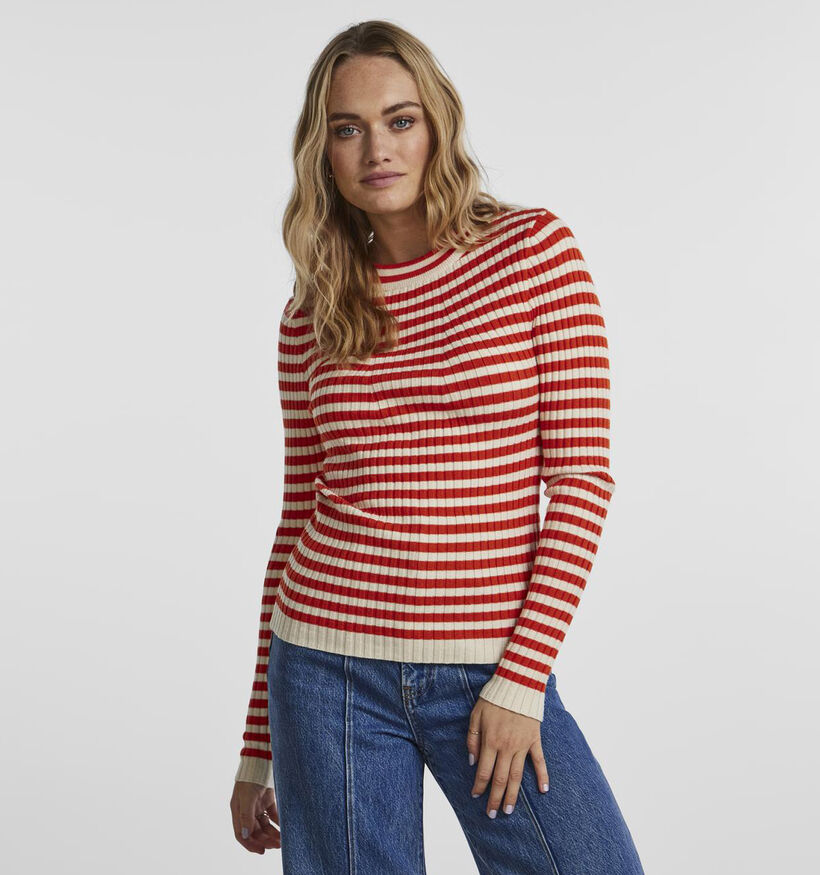 Pieces Crista Oranje Gestreepte longsleeve voor dames (344986)