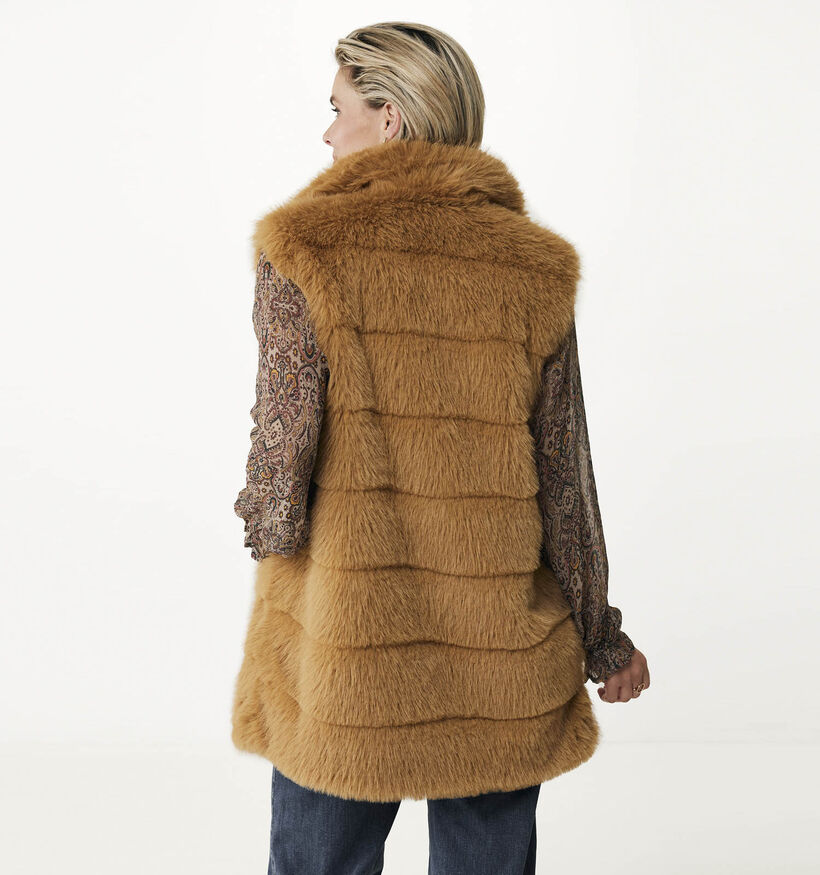 Mexx Bruine Korte faux fur bodywarmer voor dames (348259)