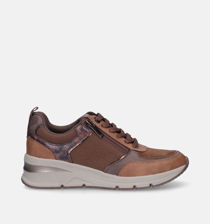 Tamaris Cognac Sneakers met sleehak voor dames (344647) - geschikt voor steunzolen