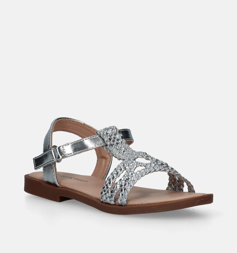 Milo & Mila Zilveren Gevlochten sandalen voor meisjes (338019)