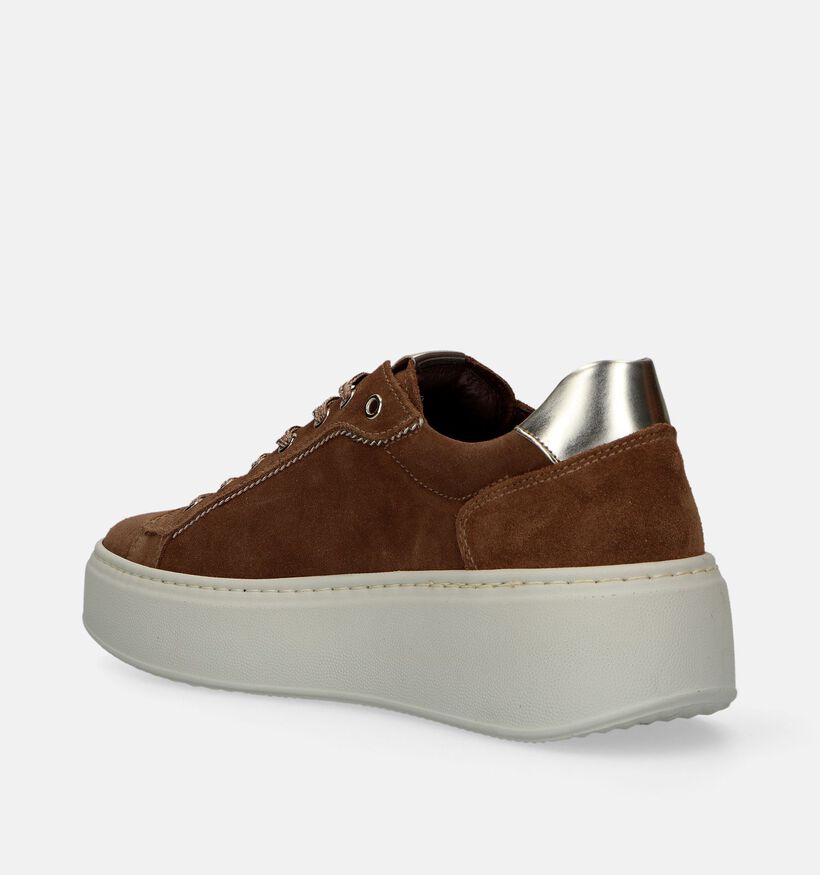 NeroGiardini Cognac Sneakers met plateauzool voor dames (345617) - geschikt voor steunzolen