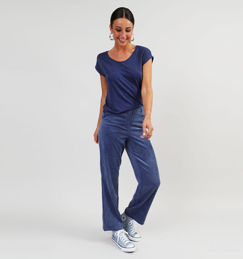 Vila Courdie Pantalon en corduroy en Bleu pour femmes (345028)