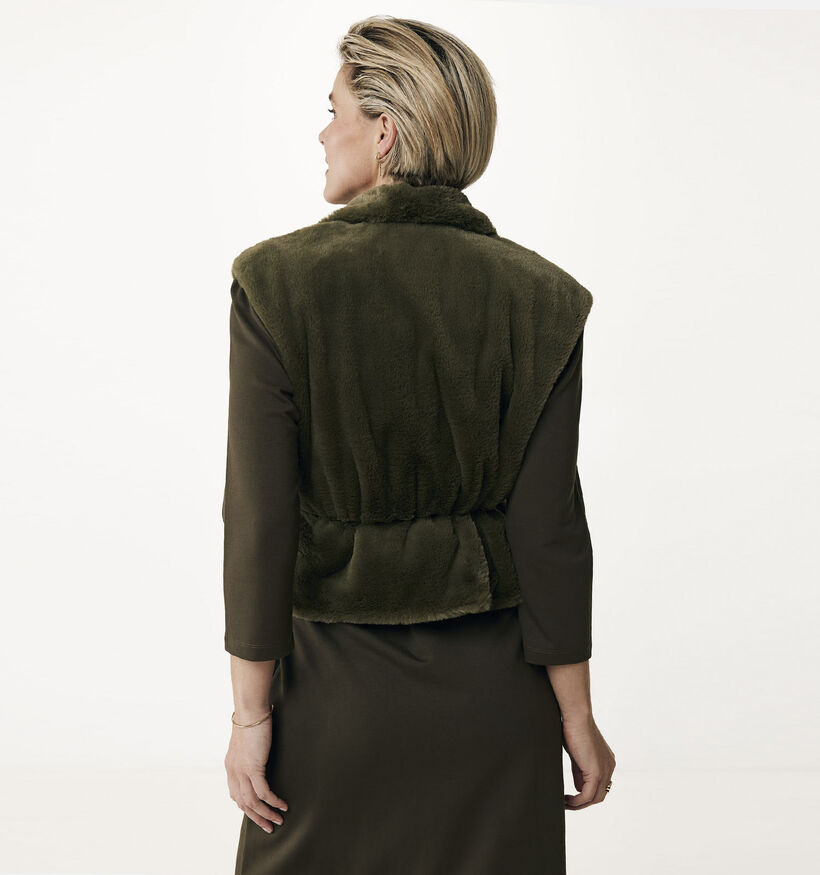 Mexx Veste courte sans manches en fausse fourrure en Vert pour femmes (348271)