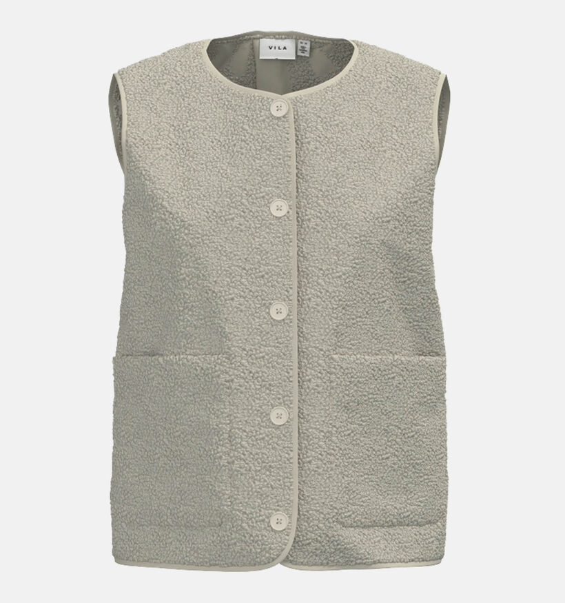 Vila Ada Veste sans manches courte en teddy en Beige pour femmes (349418)