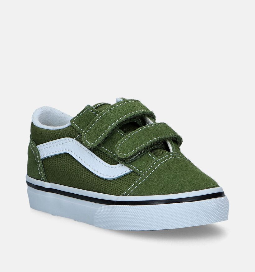 Vans Old Skool V Groene Sneakers voor jongens, meisjes (343847)