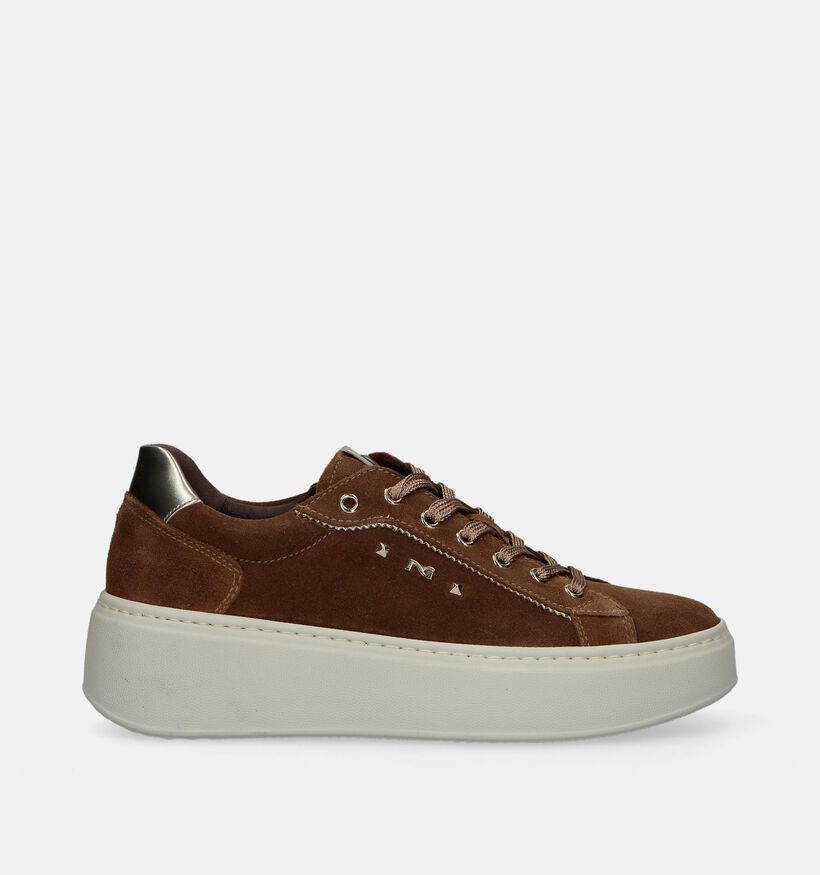 NeroGiardini Cognac Sneakers met plateauzool voor dames (345617) - geschikt voor steunzolen