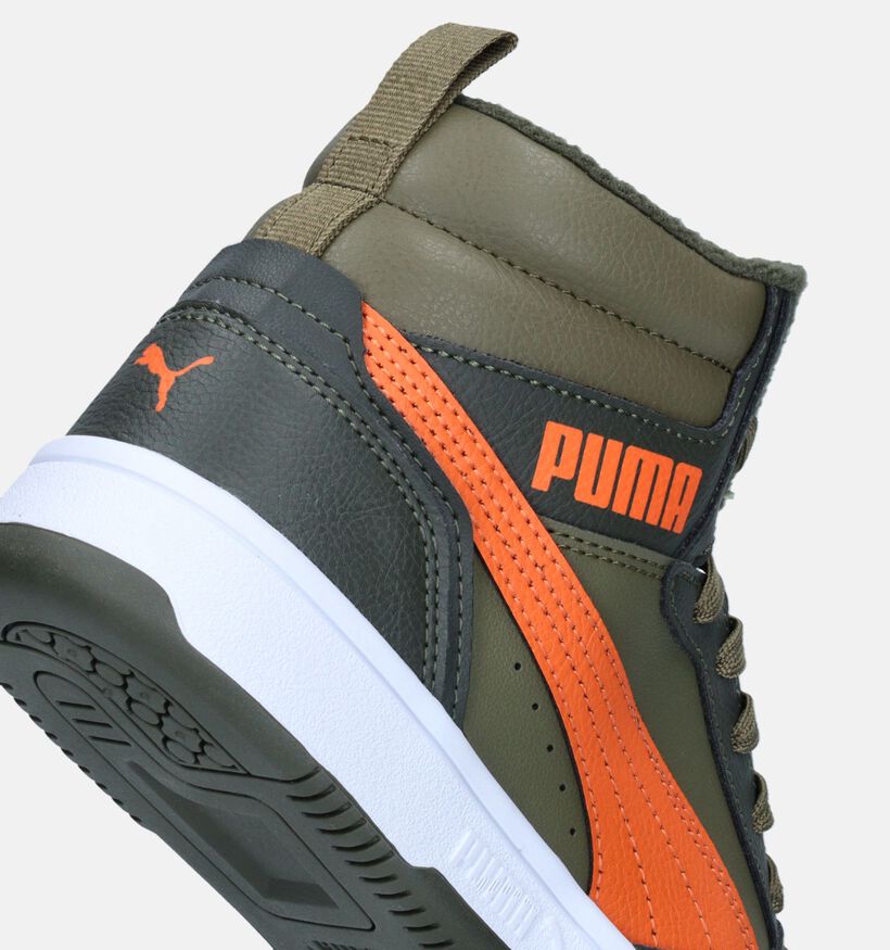 Puma Rebound v6 Kaki Sneakers voor jongens (342848)