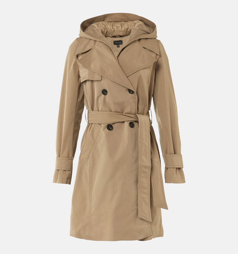 comma Bruine Trenchcoat met kap voor dames (345683)