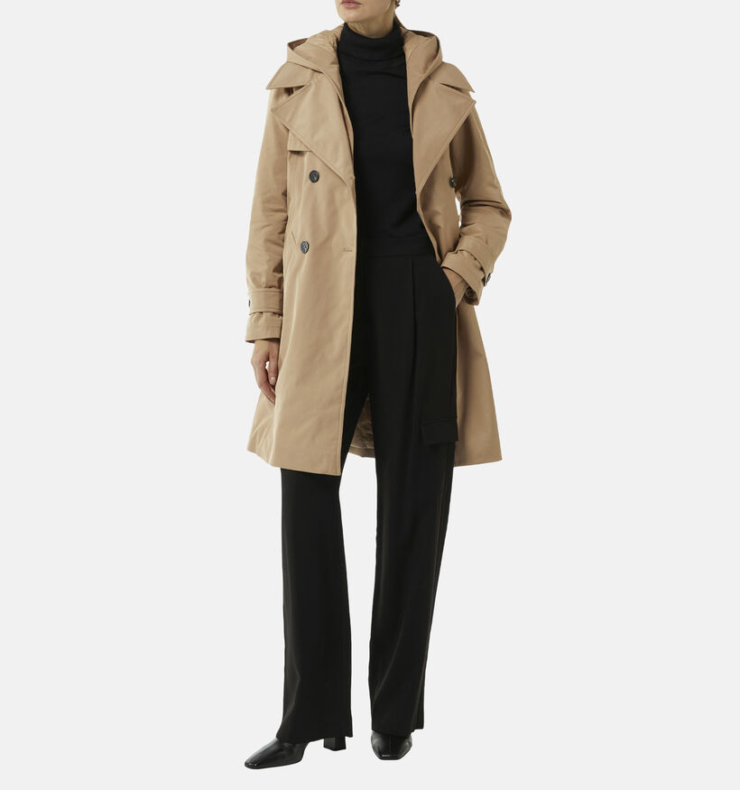 comma Bruine Trenchcoat met kap voor dames (345683)