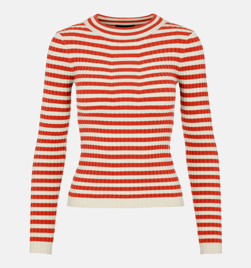 Pieces Crista Oranje Gestreepte longsleeve voor dames (344986)