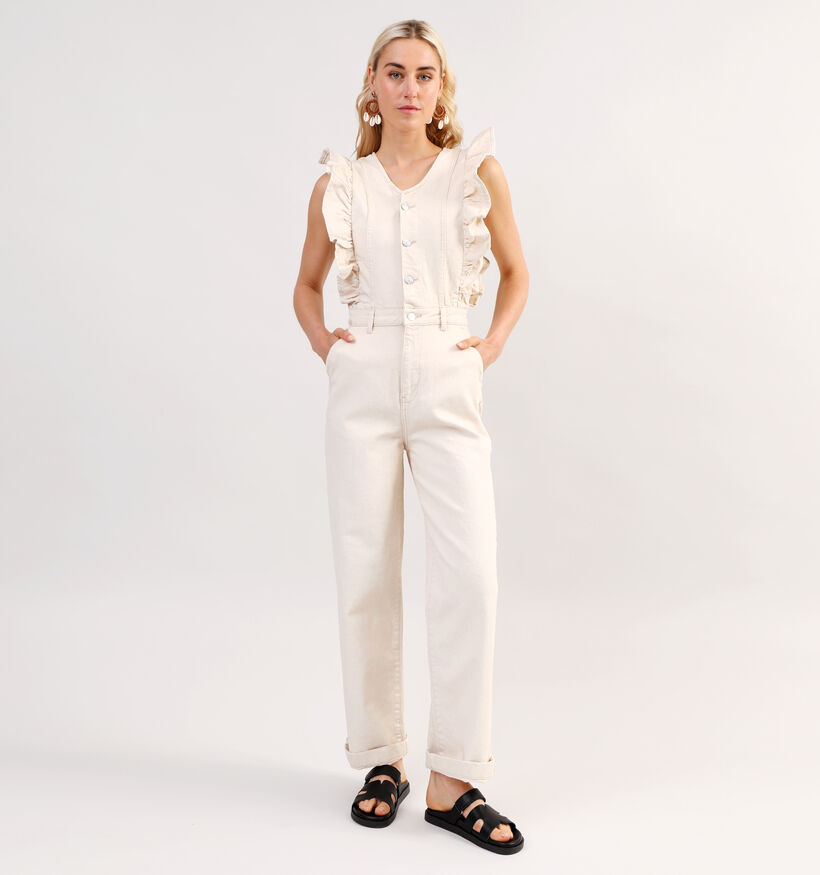 Pieces Muji Beige Denim Jumpsuit voor dames (342010)