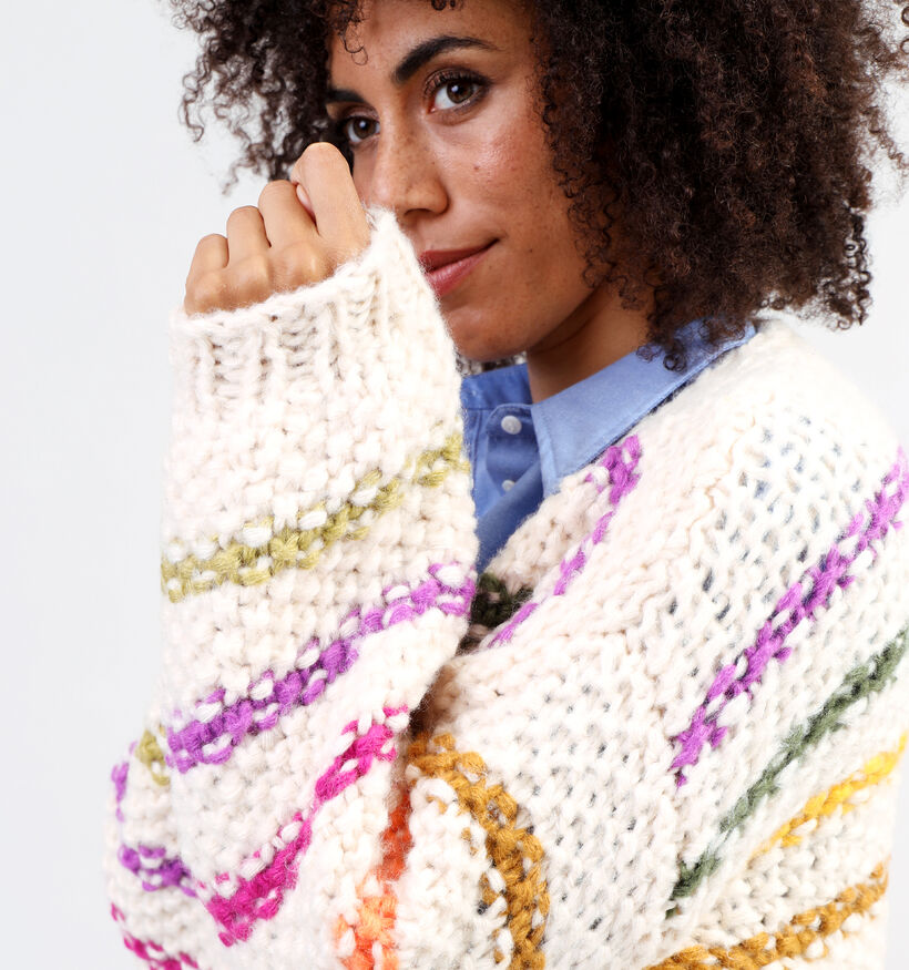 Rue Mazarine Hippie Witte Gestreepte cardigan voor dames (349274)