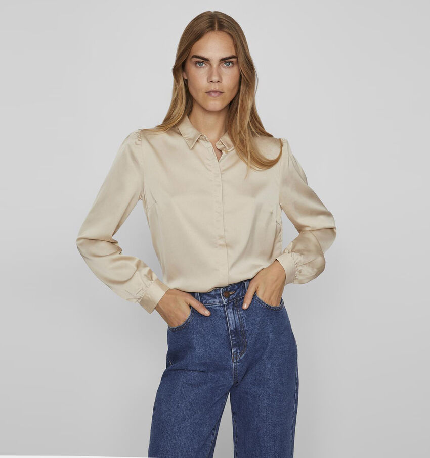 Vila Ellette Beige Satijnen blouse