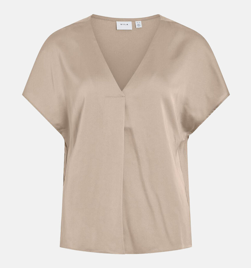 Vila Ellette Beige Satijnen blouse