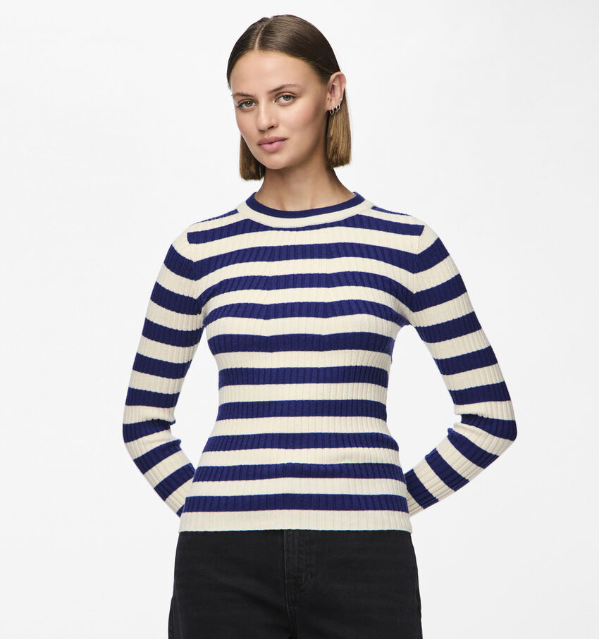 Pieces Crista Blauwe Gestreepte longsleeve