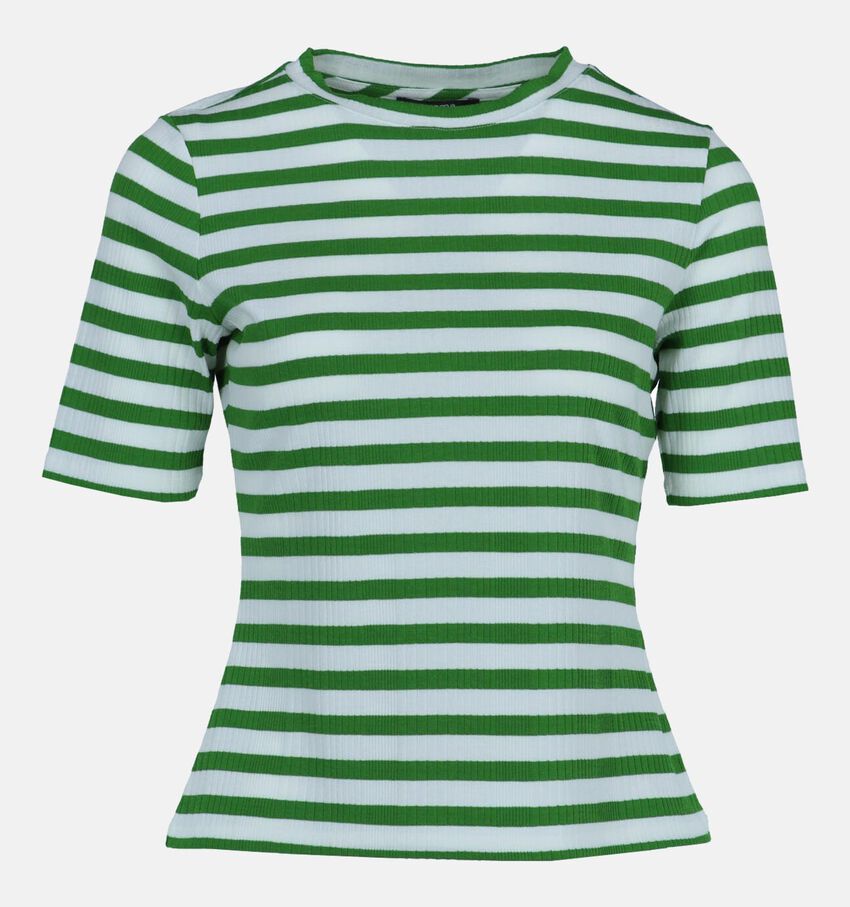 comma Groen Gestreept t-shirt