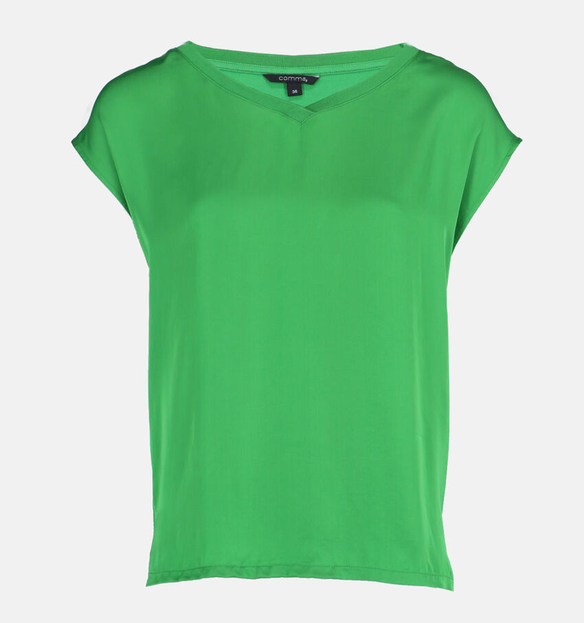 comma Groen Satijnen t-shirt